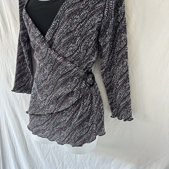 Notations Y2k Faux Wrap Top L Office Siren Secretary Librarian Corpcore - Picture 3 of 14